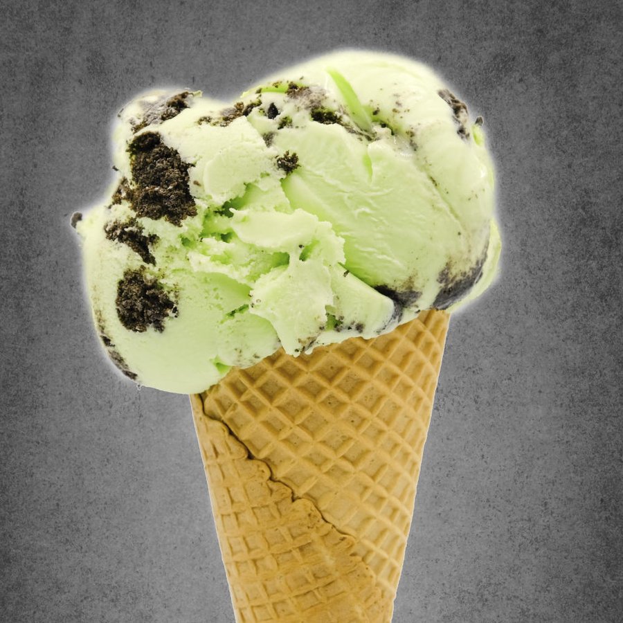 Peppermint Cookies & Cream ice cream cone