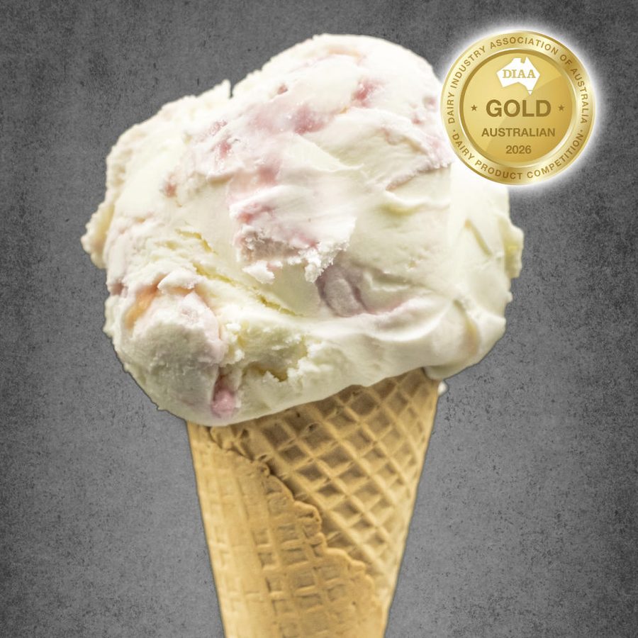 Raspberry & Finger Lime Yoghurt ice cream cone